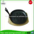 Wholesale round pre-seasoned sizzling pan with wooden base